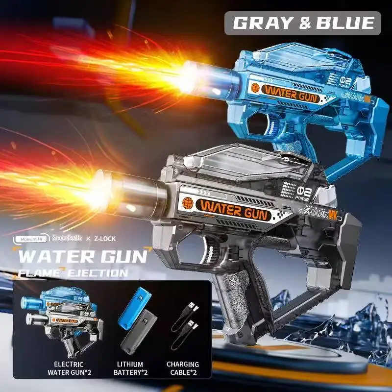 

Electric Water Gun Toy Water Squirt Gun with Lights Automatic Continuous Firing Watergun Beach Pool Outdoor Toy