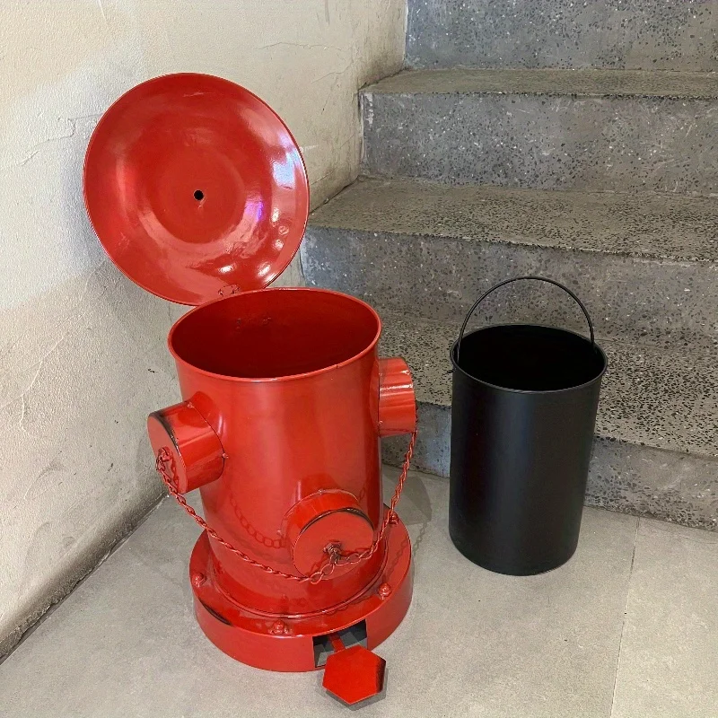 Vintage Distressed Restaurant Fire Hydrant Trash Can, Kitchen, Office, or Boys' Room: Unique Wrought Iron Artistic Bin Liner