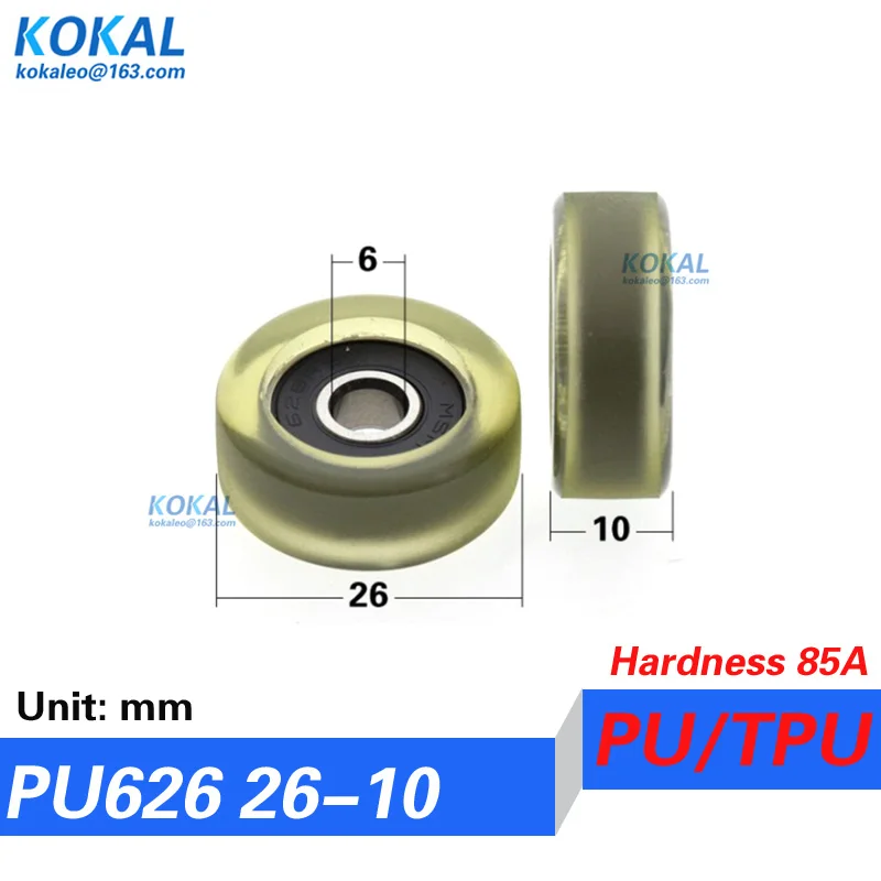 [PUd6] 4/10PCS low noise 626RS 626 polyurethane PU bearing roller currency count manchine TPU rubber display rack roller 25-35mm