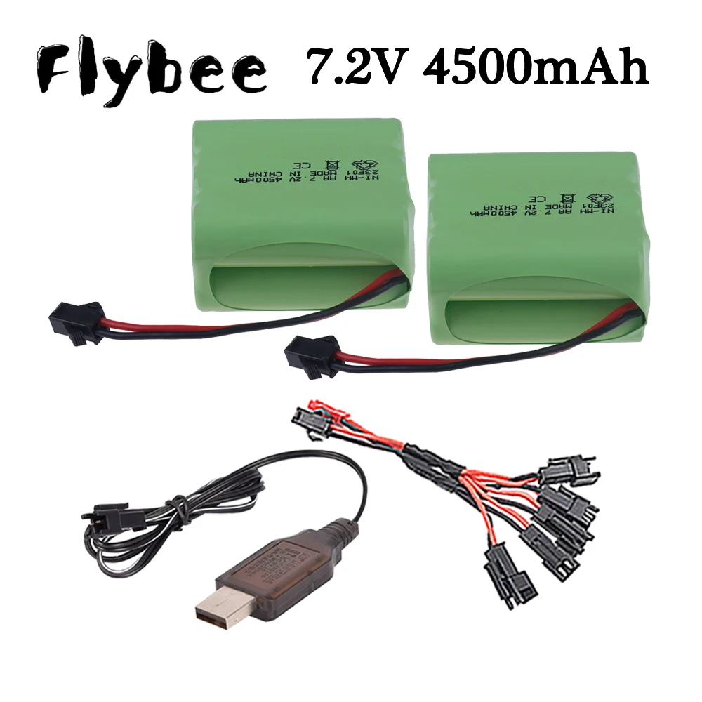 7.2V 4500mAh Ni-MH Rechargable Battery SM Plug/USB Charger for RC Trucks/ RC Cars/ RC Boats/ RC Tanks Aa 7.2 v 3000 mah Rc Parts