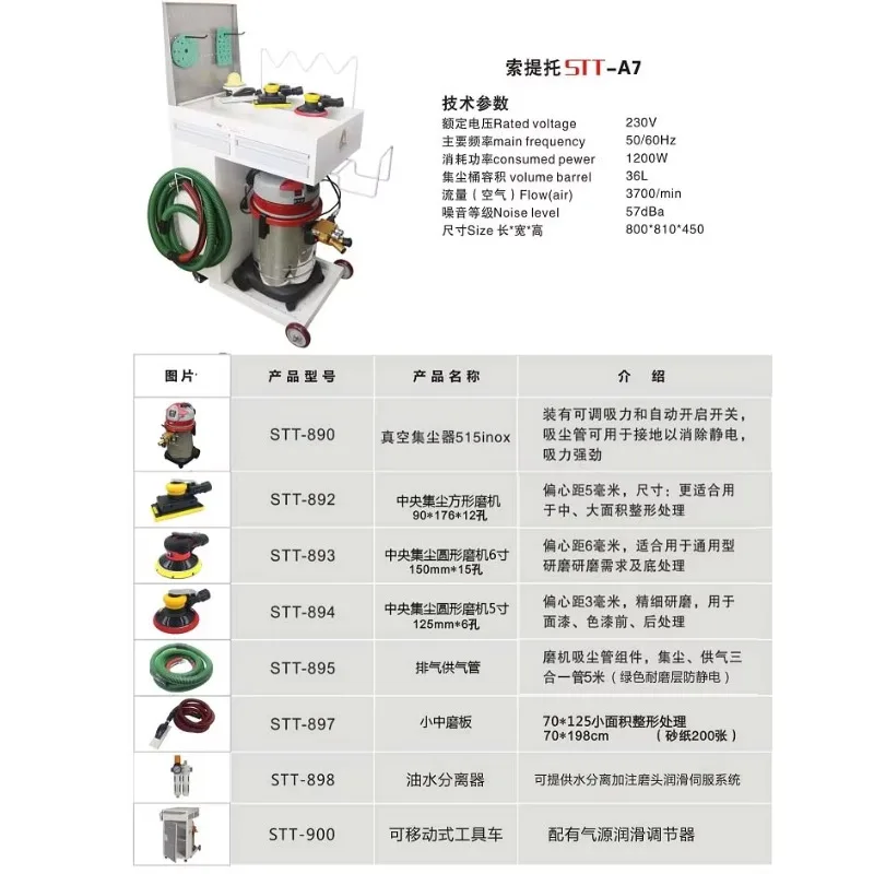 Dust-Free Dry Grinding Machine, Paint Surface, Workshop Putty Spray, Paint Surface, Atomic Ash, STT-A7, Dust-Free, Dry Grinding