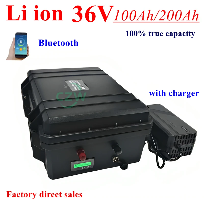 

czw 36V 100Ah 200Ah Batterie Trotinette Electrique Li ion Battery for Travel Trailers Boat Trolling Motors Yachts Motorhomes