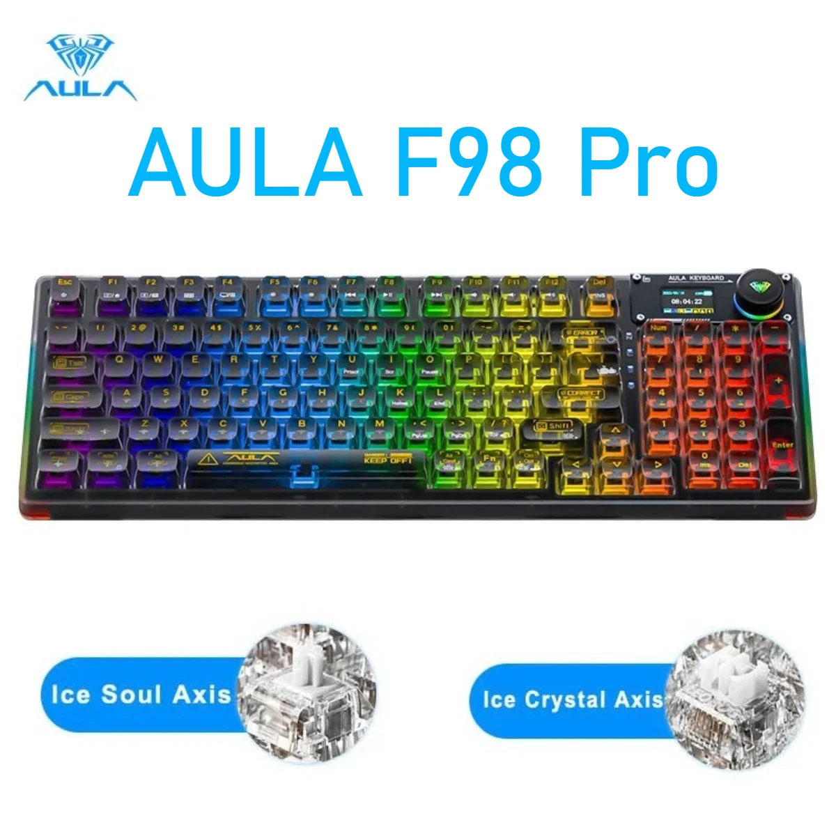 

AULA F98 Pro Wireless Keyboard Bluetooth Tri Mode Gasket Structure Transparent Pbt Keycap RGB Hot-Swappable Gaming Keyboard