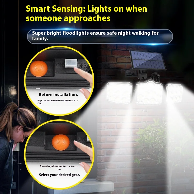 ضوء الشمس سبليت الاستشعار الجدار ضوء الأضواء في الهواء الطلق مصباح حديقة مقاوم للماء المنزل المرآب أضواء الشوارع مصباح