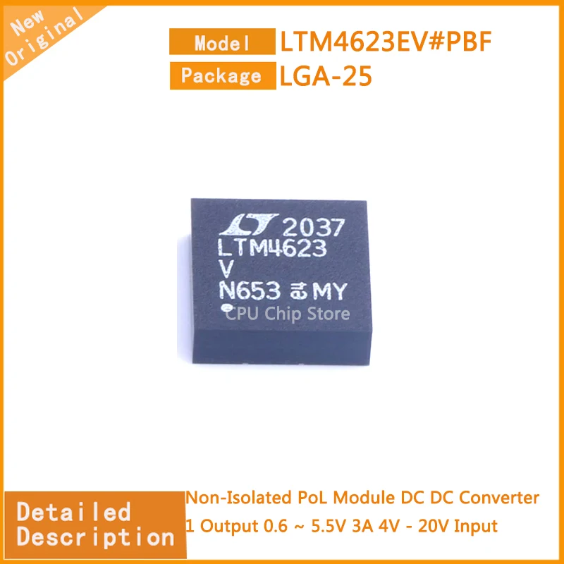 5Pcs/Lot   New Original  LTM4623EV#PBF  LTM4623EV  Non-Isolated PoL Module DC DC Converter 1 Output 0.6 ~ 5.5V 3A 4V - 20V Input