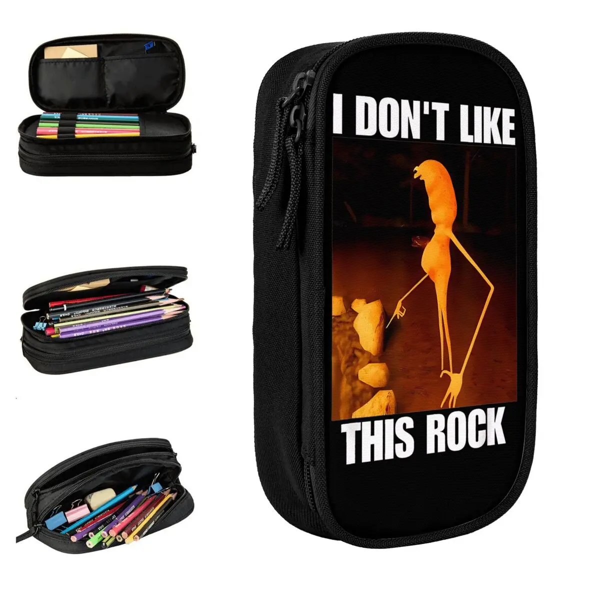 

Marcus The Worm I Don't Like This Rock Pencil Cases Pencilcases Pen Holder for Girls Boys Bags Students School Gift Accessories