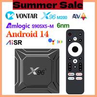 Android 14 Set Top Box X96 M200 TV Box Android 14.0 Amlogic S905X5M Quad Core Build in AI-SR AV1 4K ULTRA HD 1000 LAN Dual Wifi