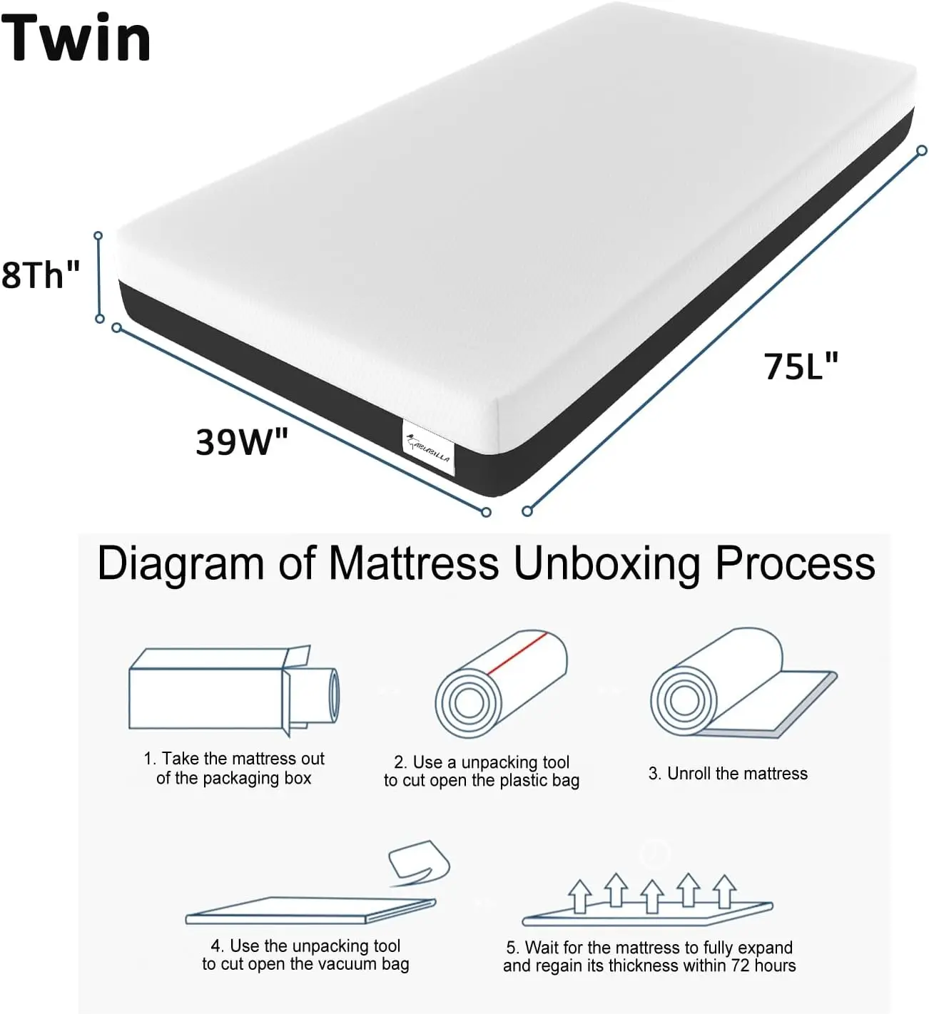 Children’s Rooms Mattress,Guest Room Mattress,Twin Foam Mattress, Improved Sciatica CertiPUR Certification【New Version】