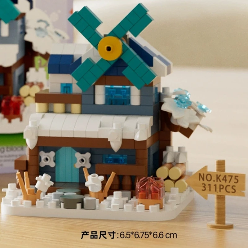NOWY ZESTAW KLOCKÓW DIY Cztery Pory Roku Wiatrak Dom Willa Świąteczna Ulica Model Budynku Klocki dla Dziewczynek Zabawka dla Dzieci