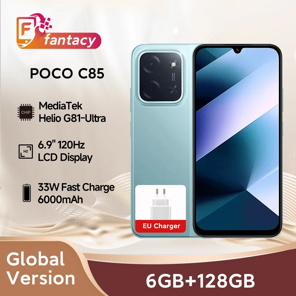Global Version POCO C85 Smartphone Helio G81-Ultra 6.9" Dot Drop 120Hz Display 33W Charging 6000mAh Battery 50MP Camera NFC