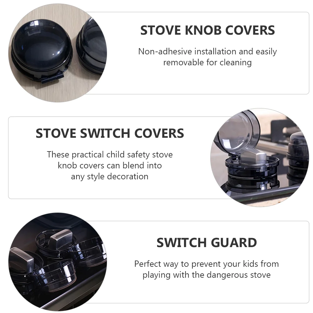 6 Pcs The Gas Switch Cover Kitchen Covers Guard Knob 65x65cm Black Stove Child