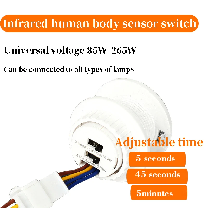 interruptor com sensor infravermelho sensor de movimento alta sensibilidade ajustavel atraso 110v220v 01