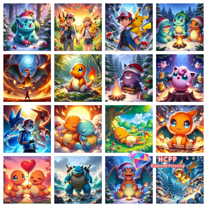Diamantmalerei Set Pikachu Charmander Squirtle