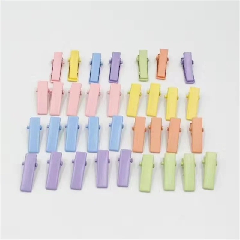 100Pcs/Lot 2cm Small Square DIY Hairpin Baking Paint Homemade Pet Doll Kids Hair Clip Candy Color Duckbill Side Girls Headdress