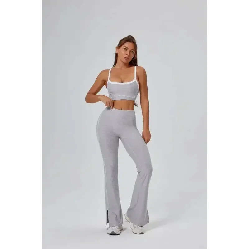 

Seamless Yoga Sets Sports Fitness High Waist Hip-lifting Flared Pants Backless Bra Suits Workout Gym Leggings Sets for Women