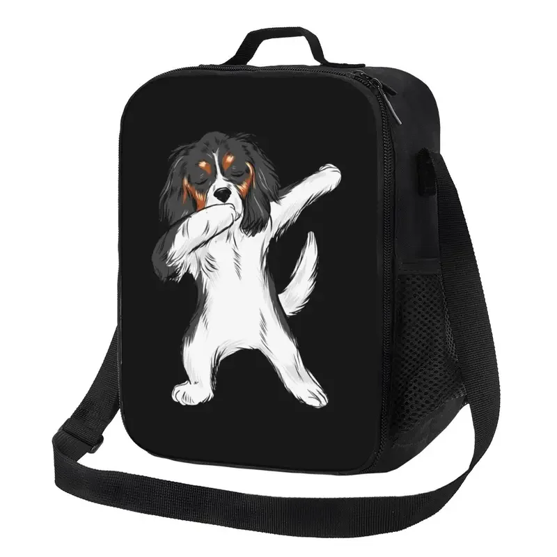 Dabbing Cavalier King Charles Spaniel Dab Dance Insulated Lunch Bags for Dog Thermal Cooler Food Lunch Box Kids School Children