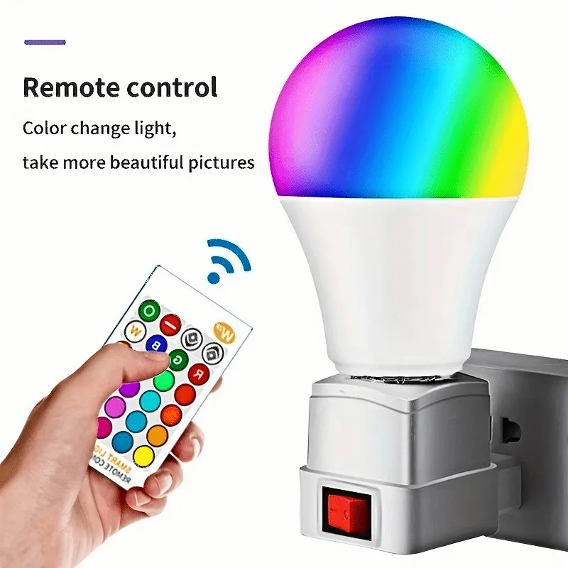 

LED Smart Remote Control 110V Bulb, RGB+White,16 ColorsLights Flash Function, For Room Decoration Lights,Live LightingAtmospher