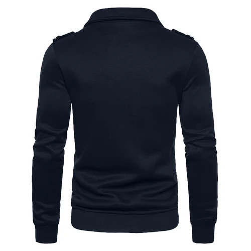 Imagen 2 del producto Chaqueta de lana estilo motocicleta popular de color puro informal para hombre, chaqueta de cuello alto con cremallera inclinada para hombre, adecuada para fiestas al aire libre