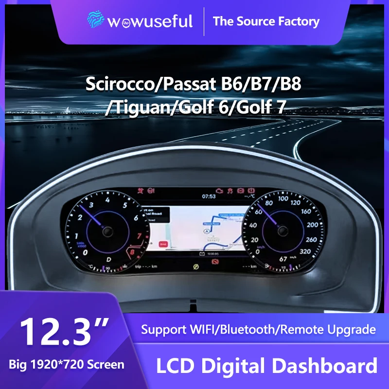 12.3'' Lcd Digital Dashboard Cluster For VW Scirocco Jetta Golf 6 7 MK7 Passat B8 B7 modify Auto Radio Instrument Paneel Cockpit