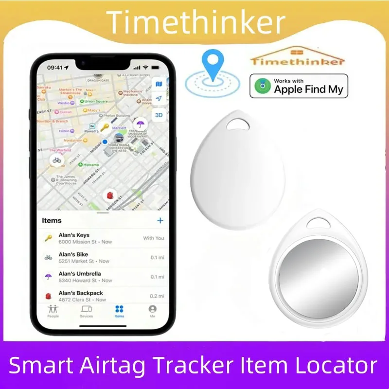 Timethinker Bluetooth GPS Tracker Air Tag Work with Apple Find My APP ITag Anti Lost Smart Tag Airtag Tracker for IOS for Pets