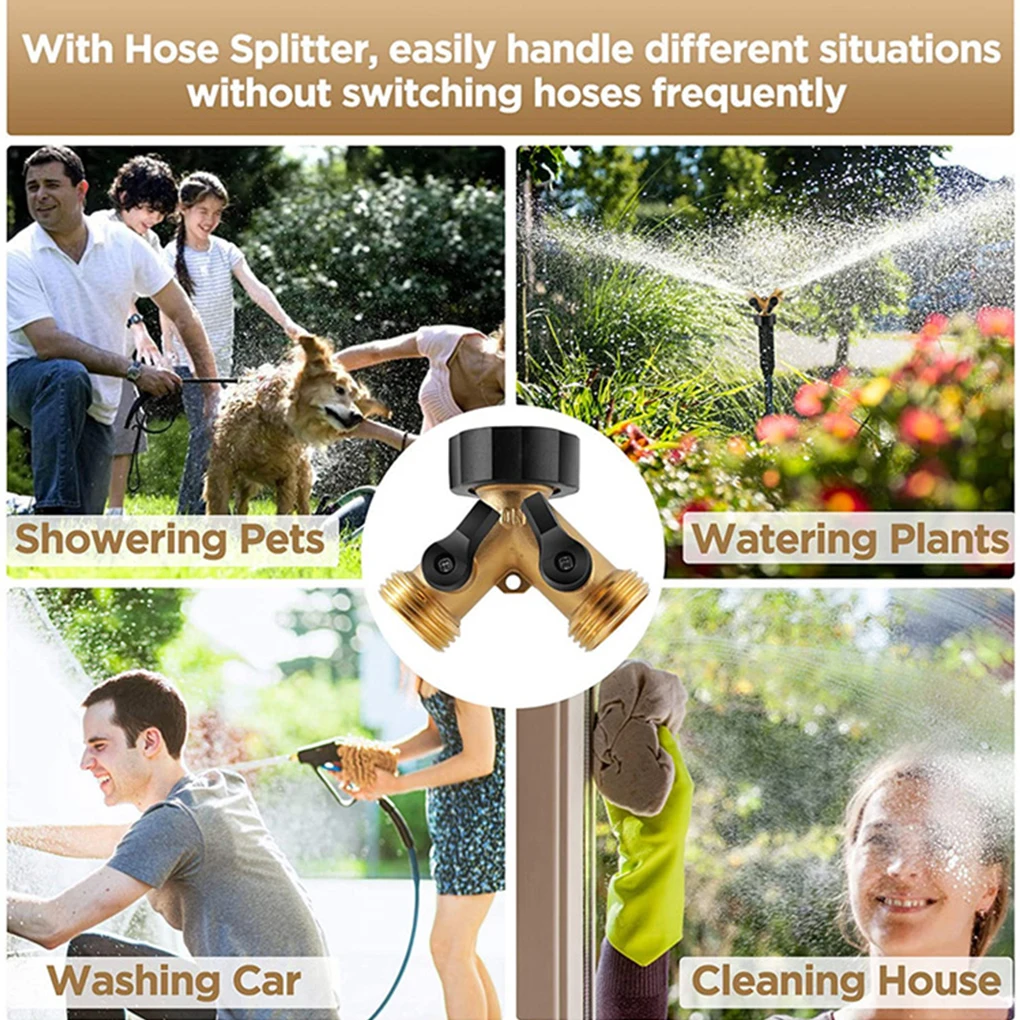 Nuevo Divisor de manguera de latón, conector de manguera de jardín de 2 vías, rosca 3/4, adaptador de espiga de manguera en forma de Y, divisor de manguera de agua para granja al aire libre