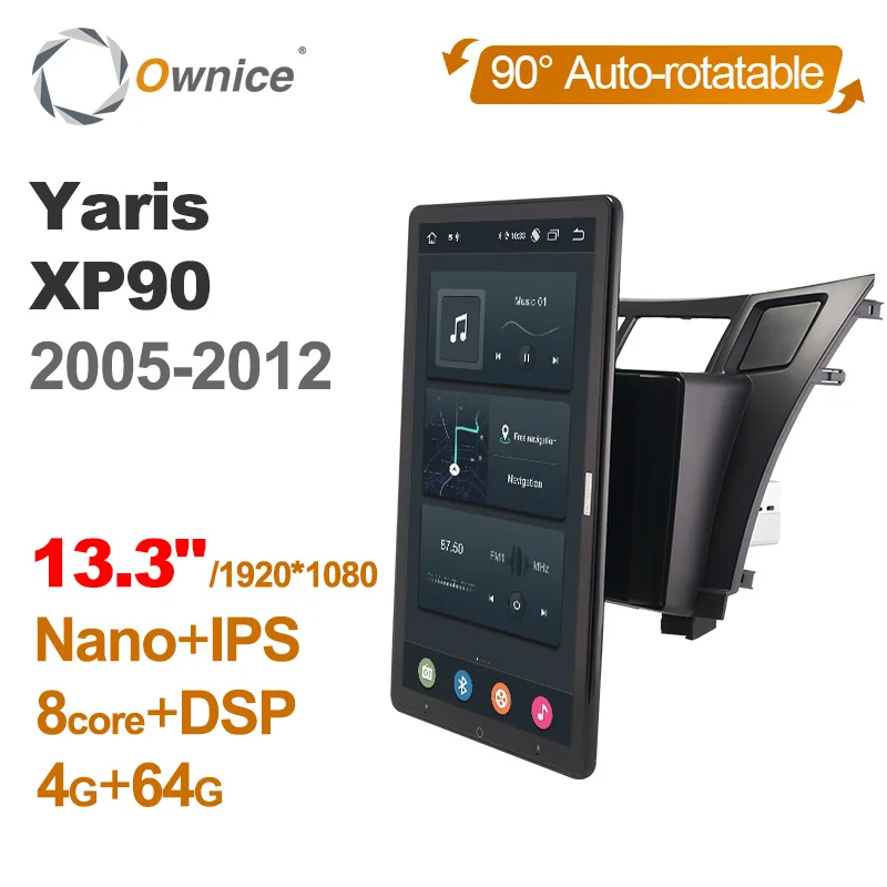 

13.3 Inch Ownice 1Din Android 12.0 Car Radio 360 Panorama for Toyota Yaris XP90 2005-2012 Auto Audio Player SPDIF 4G LTE NO DVD