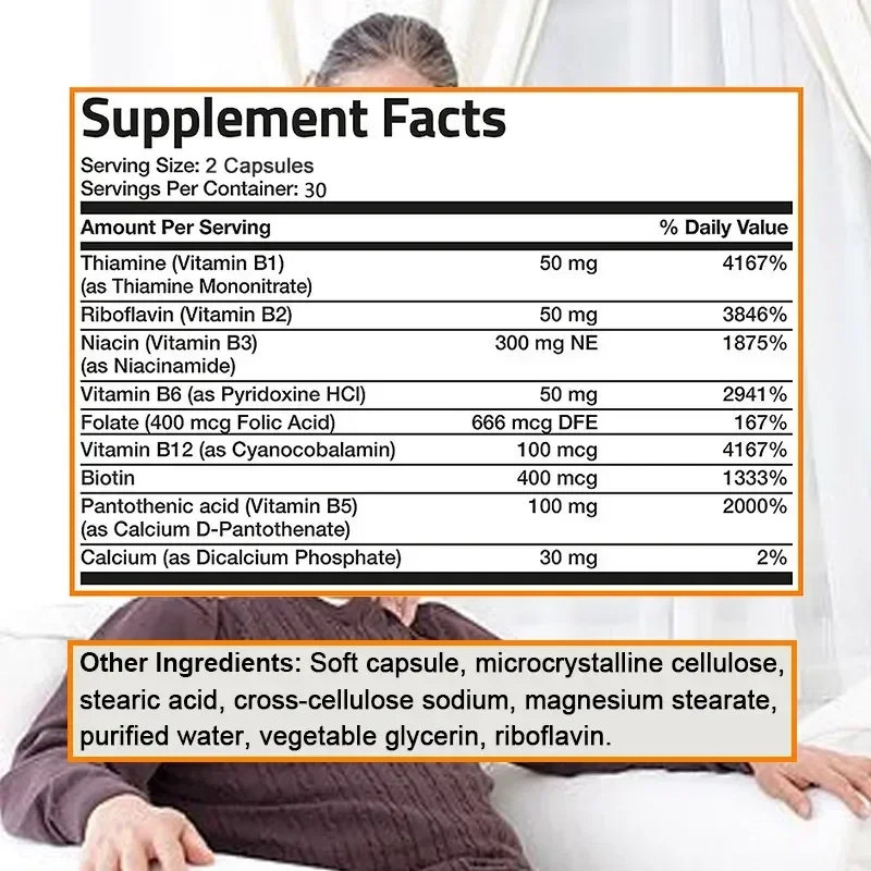 ب مكملات فيتامين ب ، حمض الفوليك والبيوتين ، دعم القلب والكثافة الصحية ، استقلاب الطاقة #6