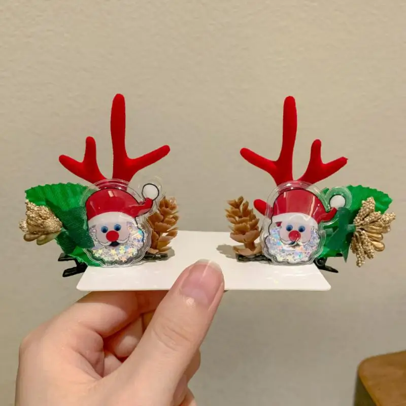 Cute Christmas Hairpin Girls Cartoon Christmas Deer Ear Hairpin Hair accessories Kids Christmas Headwear ornaments