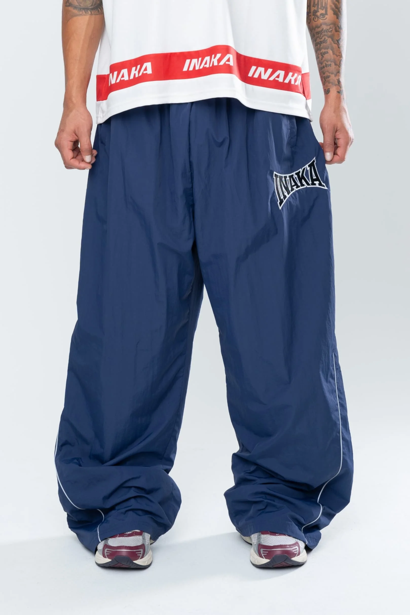 

Summer Inaka Power New Men's and Women's POWERSHOT BAGGY Running Oversized Loose Casual Street Y2K Casual Blue Sportswear Pants