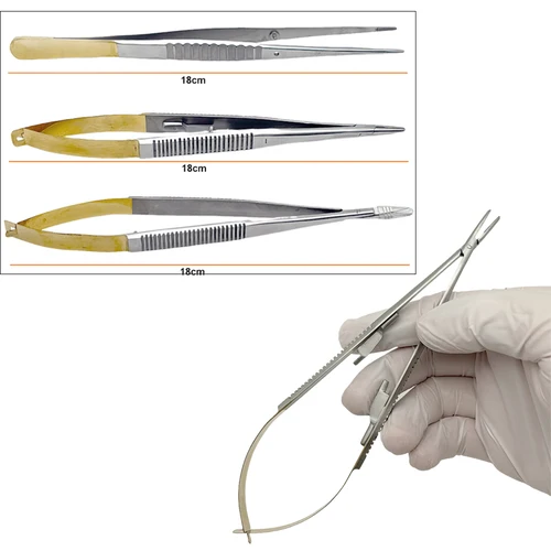 Alicates portaagujas Castroviejo Dental de 18Cm, pinzas de acero inoxidable, pinzas de ortodoncia con herramientas de instrumentos de dentista Tc