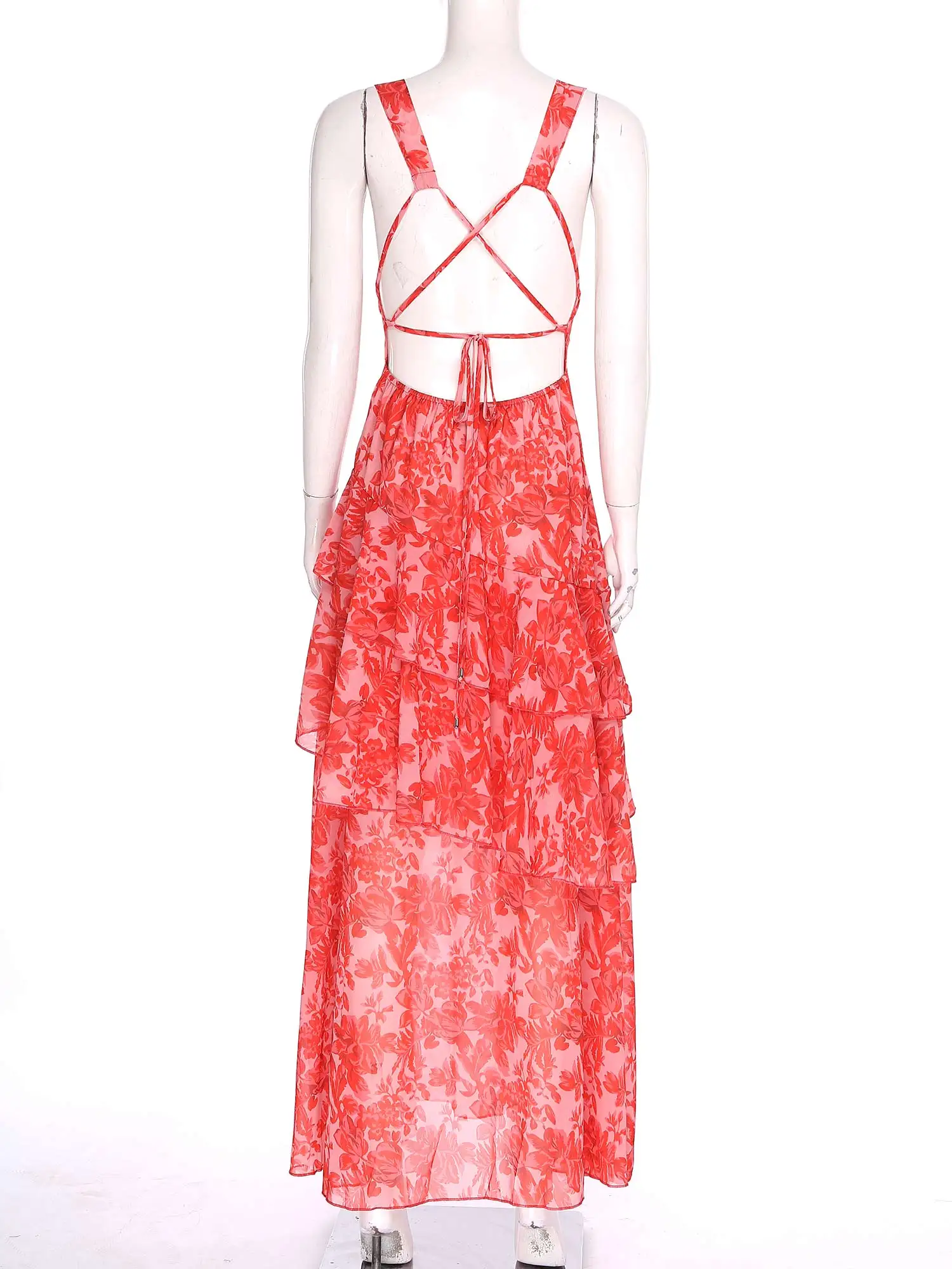 فستان نسائي أنيق عتيق مطبوع عليه زهور فساتين ماكسي بوهيمية مثيرة فستان بوهو لقضاء عطلة الشاطئ والصيف والسهرات