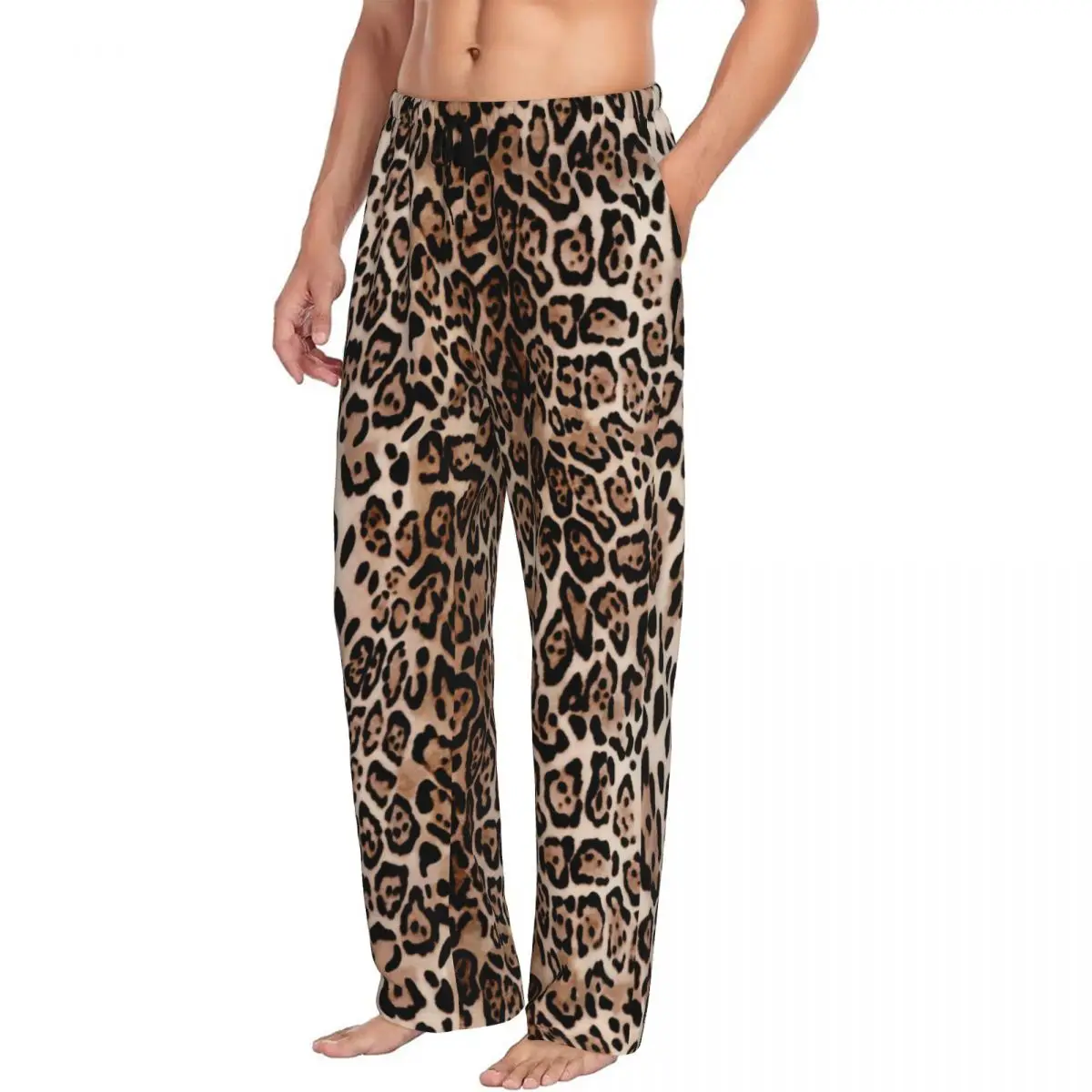 Leopard Skin Men\'s Casual Pajama Sleeping Pants Lounge Loose Trousers Comfortable Nightwear