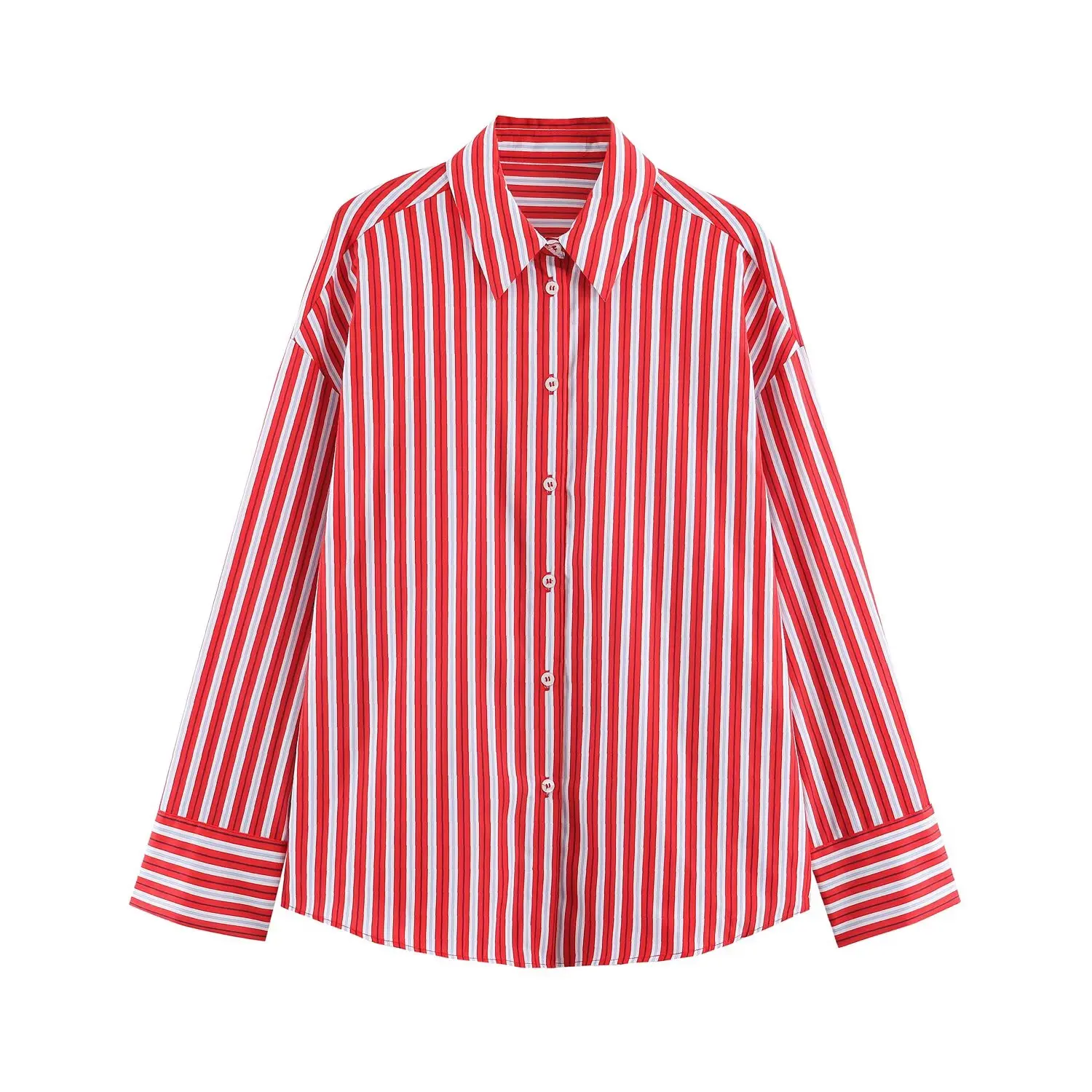 Women's Shirt 2026 Fall New Striped Fashion Slim-Fit Long Sleeve Versatile Simple Vacation Casual Shirt