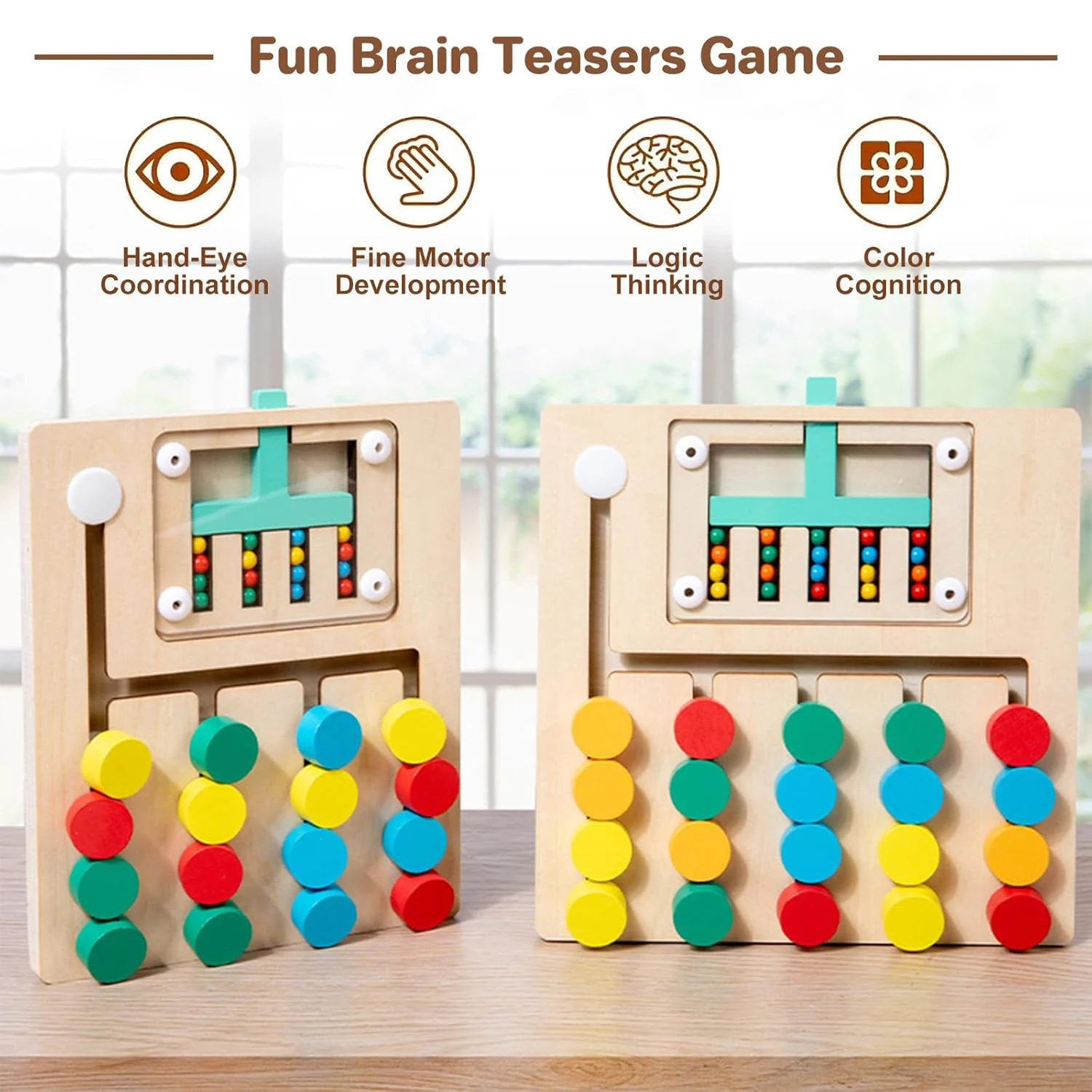 Montessori Wooden Color Matching Puzzles Preschool Learning Toys Matching Brain Teasers Logic Game for kids 3 4 5 6 7 Years Old