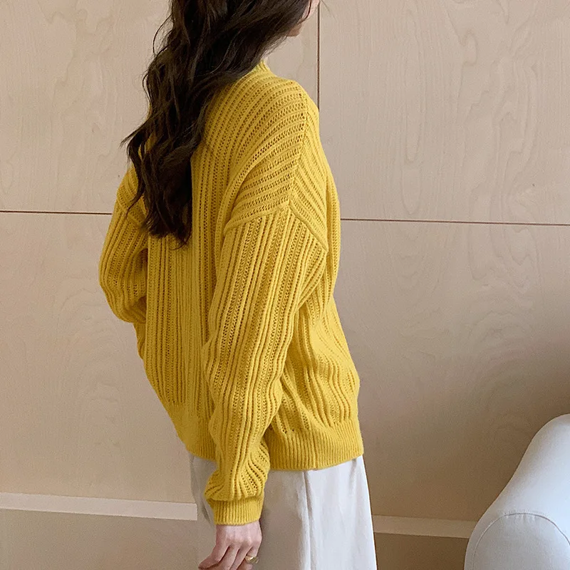 hollow jacquard fashion wool sweater top women yellow pullover clothes autumn jumper style striped womens tops pink knit cute