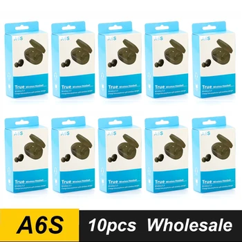 10 Stücke Großhandel A6S TWS Drahtlose Kopfhörer Bluetooth Kopfhörer 5,0 Stereo Headset Ohrhörer mit Mikrofon für iPhone Xiaomi