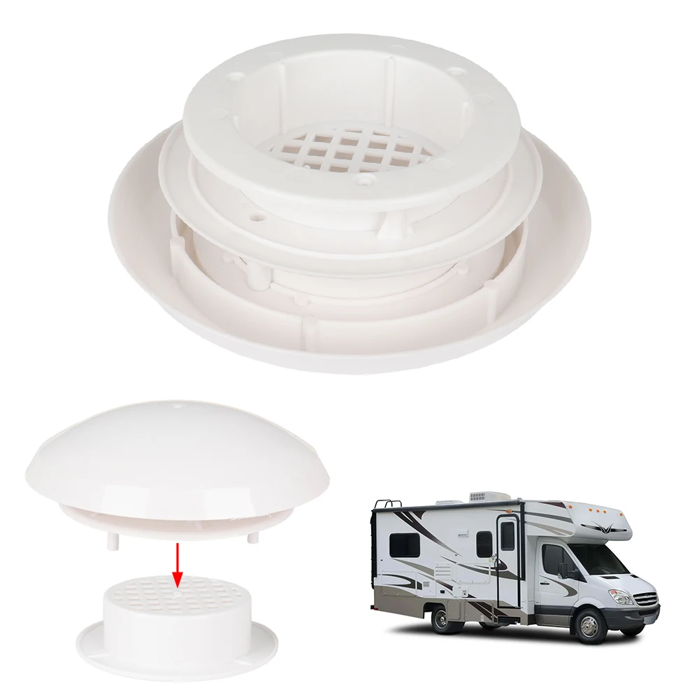 Presa d'aria rotonda Ventilatore Tappo antipioggia RV Testa a fungo Presa d'aria Ventilatore di scarico montato in parte superiore Accessori per camper NUOVO