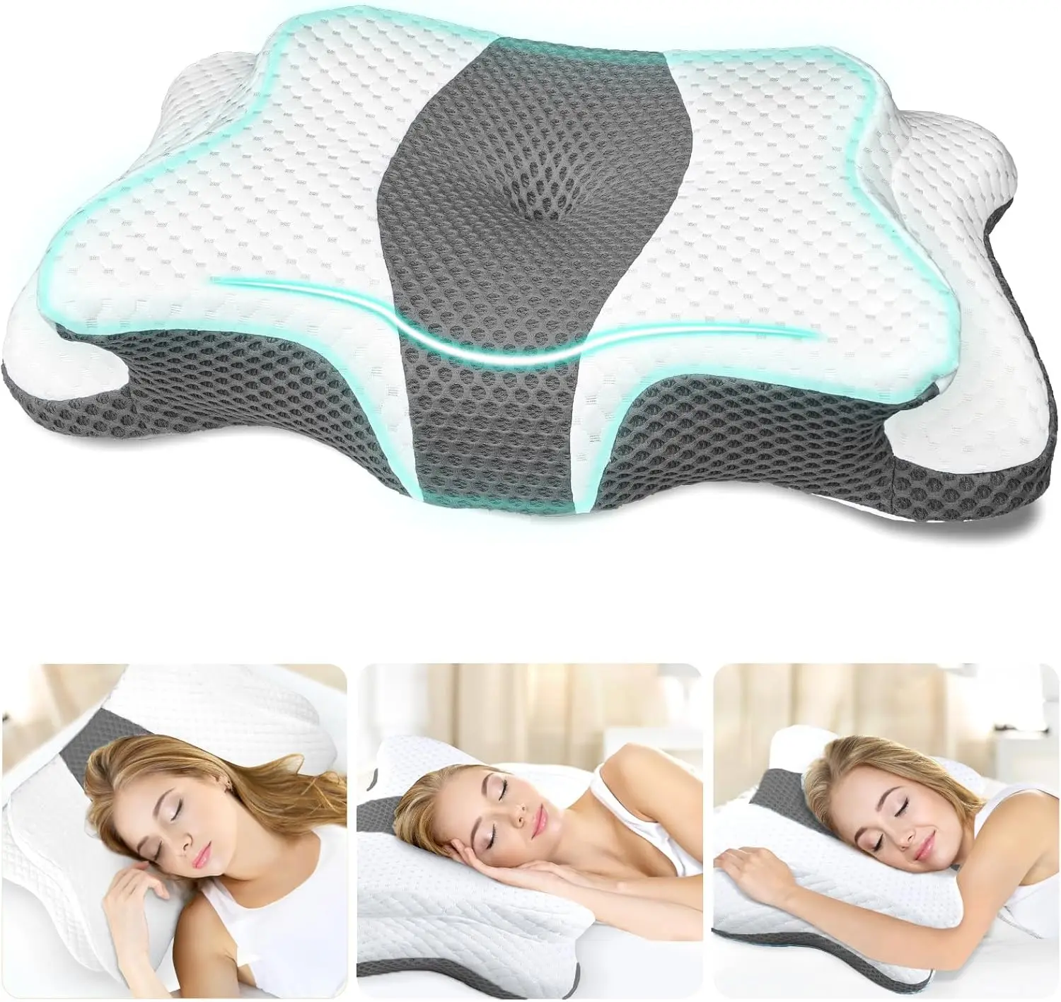 

Cervical Neck Pillow for Pain Relief Sleeping, Contour Memory Foam Pillows, Ergonomic Side Sleeper Pillows, Orthopedic Neck