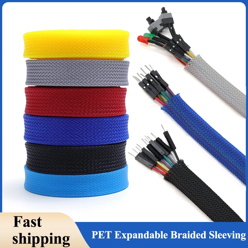 

Insulated Expandable Braided Sleeving 2/4/6/8/10/12/14/16/20/25/30/40mmTight PET Wire Gland High Density Protection Cable Sleeve