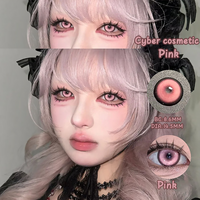 VISUASHOW Nebula Blue Cosplay Colored Contact Lenses 2Pcs Myopia Halloween Anime Cyber Pink Color Contacts with Power Foggy Red