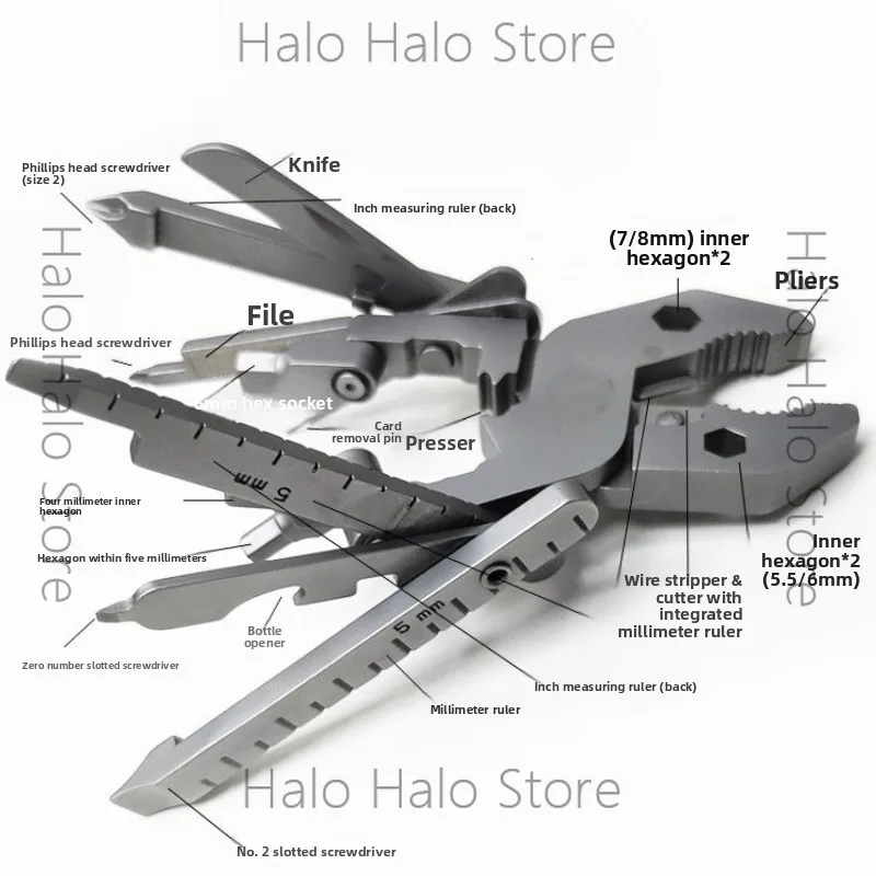Stainless steel folding multi-purpose pliers 25 in 1 portable pliers screwdriver outdoor multi-function tool