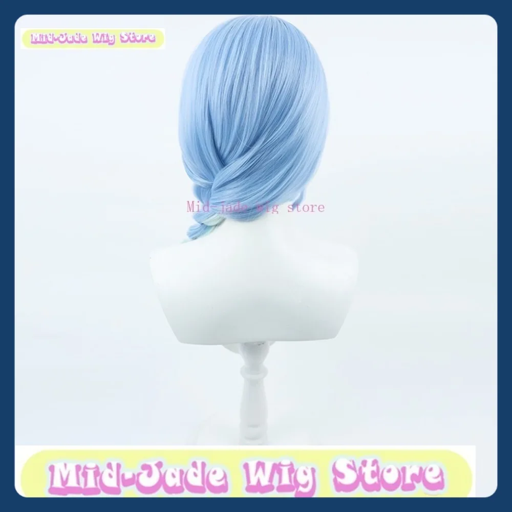 منتصف اليشم شعر مستعار مخزن Hololive Hoshimachi Suisei شعر مستعار تأثيري أنيمي لعبة لعب الأدوار هالوين أداء الحفلات الشعر الاصطناعية #4