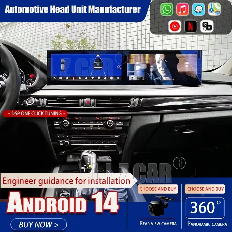 

24.6‘’Dual Screen Carplay Android 14.0 ID8 For BMW X5 F15 X6 F16 X5M X6M 2014-2019 Car Multimedia Player GPS Navigation HeadUnit