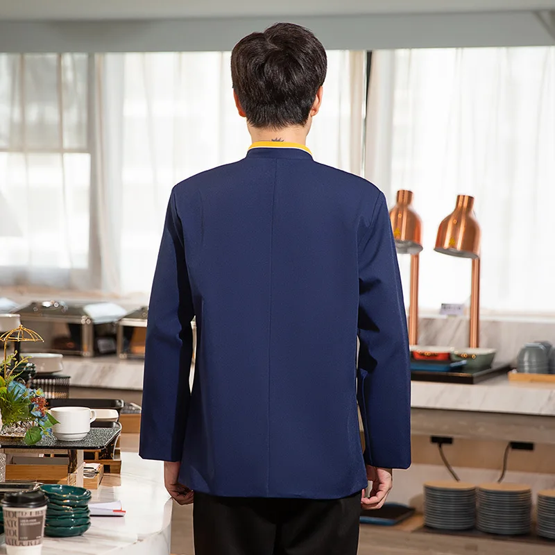 鍋レストランウェイター作業服トップケータリング茶室ホテルレストラン食品配達スタッフ秋冬長袖 Wor