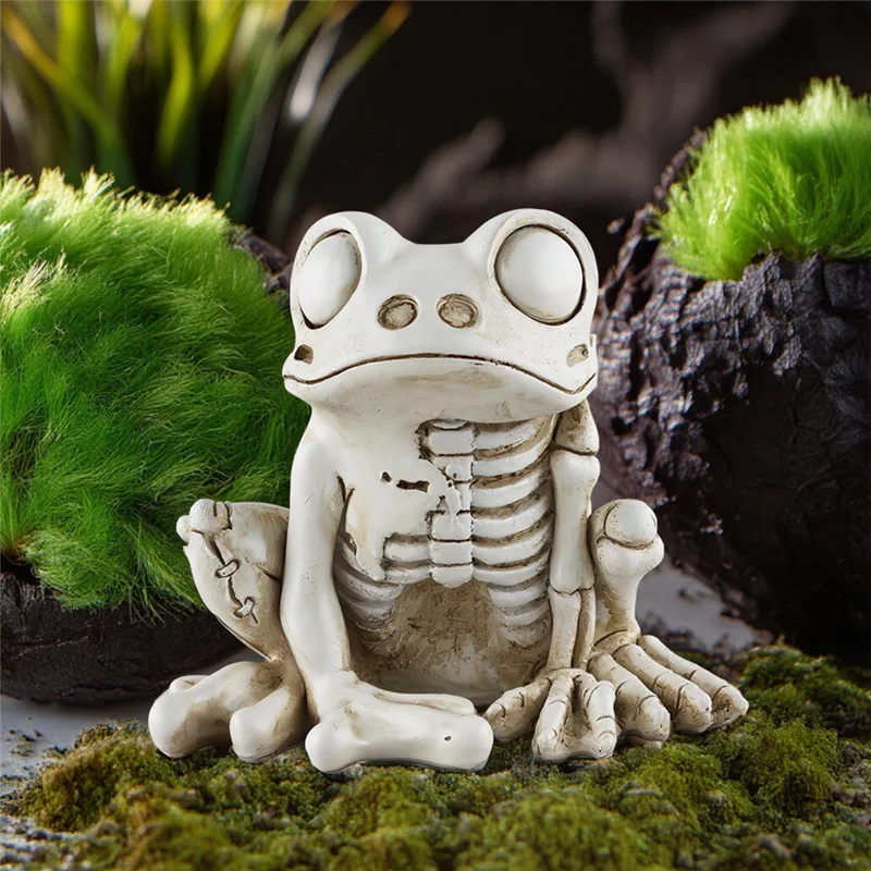 HW Modello di scheletro di rana Statua di scheletro di animale di Halloween Realistico scheletro di animale terrificante Decor Ornamenti di rana