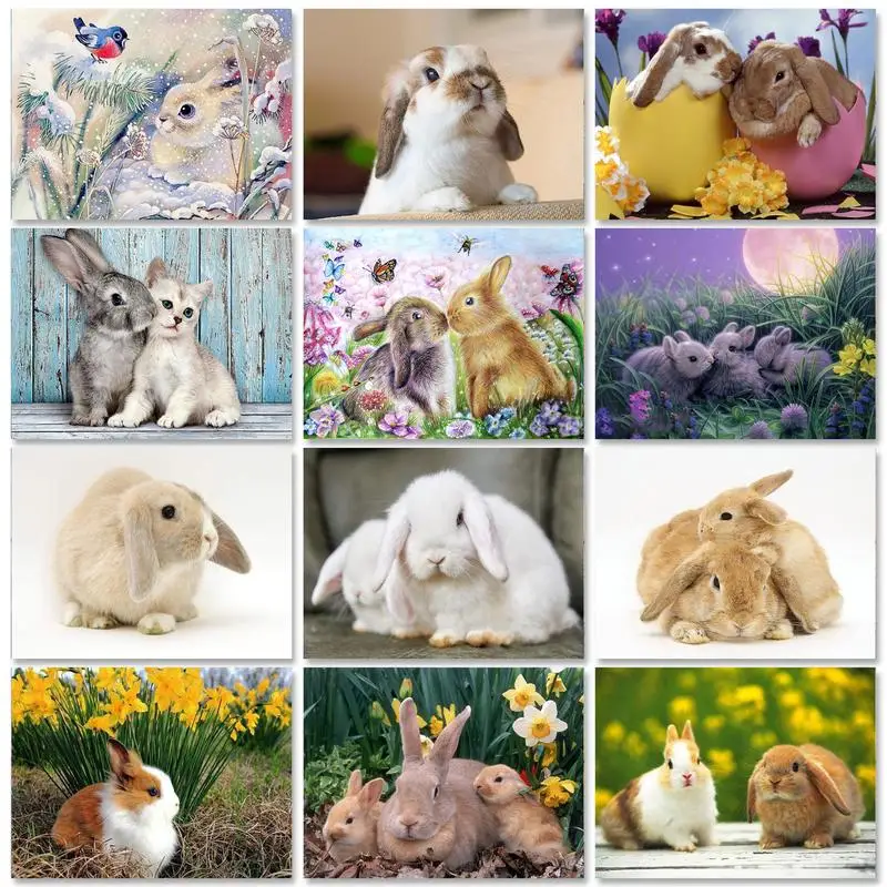 RUOPOTY Rabbit Diamond Painting Kits Needlework DIY Diamond Embroidery Animal Handmade Home decoration Personalized Gift