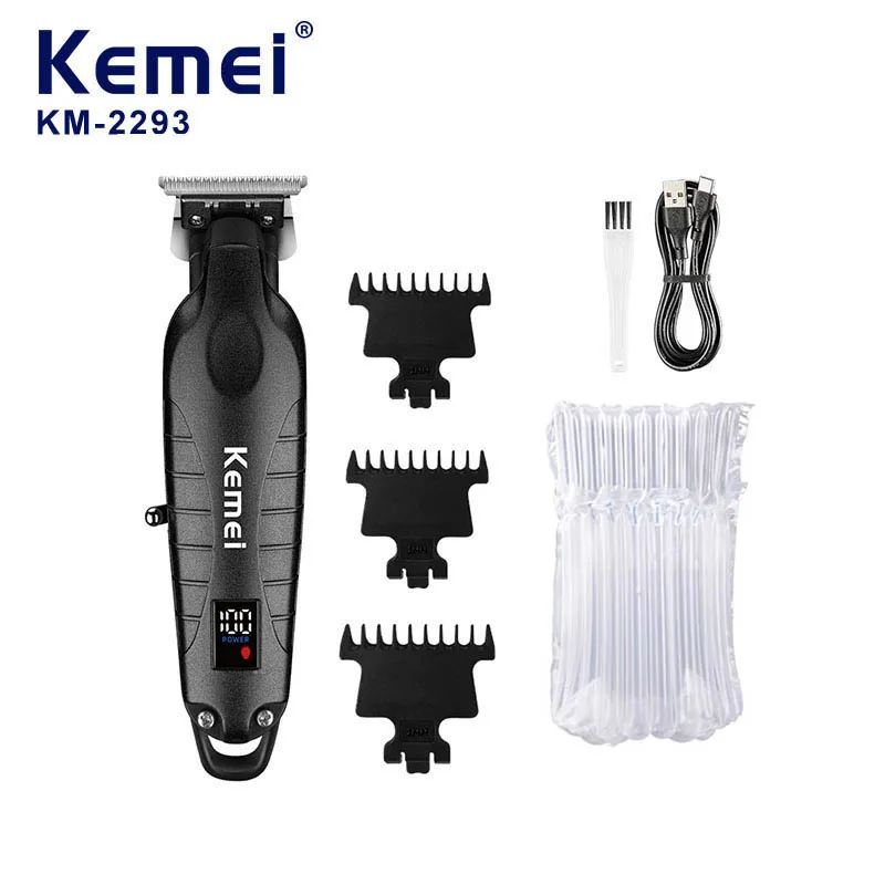 Kemei مقص الشعر المهنية تعديل الدقة مجموعة الحلاق الكهربائية عرض المتقلب آلة قطع الشعر قابلة للشحن 2293