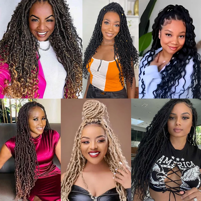 Capelli all'uncinetto Faux Locs da 14 pollici, Locs all'uncinetto sintetici morbidi Boho con estremità ricci, Trecce all'uncinetto Bohemian Goddess Locs per le donne