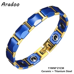 ARADOO Ceramic Titanium Steel Bracelet Magnetic Therapy Hematite Link Bracelets