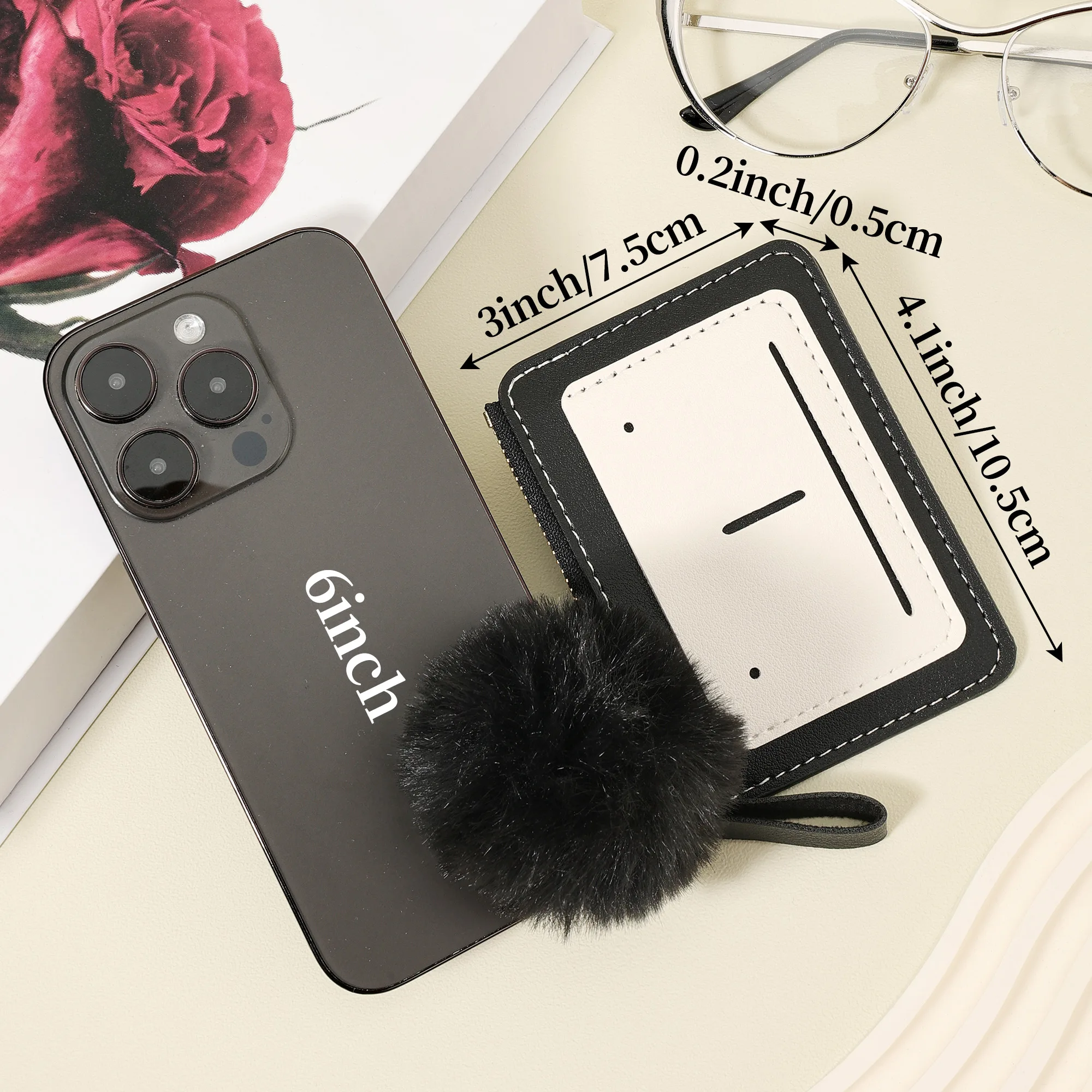 미니 패션 신용카드 홀더, 초슬림 동전 지갑, 여성용 캐주얼 핸드백, 섬세한 폼폼 장식, 고품질